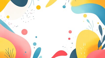 Vibrant abstract watercolor splashes create a dynamic and modern flat illustration with playful textures.