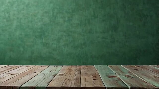 Empty of wood table top on green pastel color background.For montage product display or design key visual layout