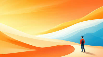 Embark on a captivating journey along a sunlit path, surrounded by towering sand dunes, in this modern, textured art piece.