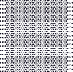 White and black circles or dots form a simple texture with horizontal rows and voids on the sides.