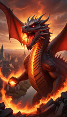 a dragon with a burning face is shown in a poster that says dragon