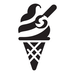 Ice cream silhouette  vector illustration sweet dessert outline.