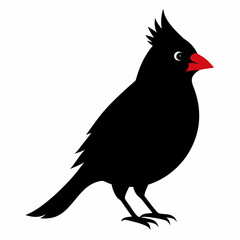 Cardinal head isolated on white background, Cardinal vector illustration, bird on a branch vector art, Cardinal silhouette, bird vector icon, bird on a branch line art, eps, Animal cartoon