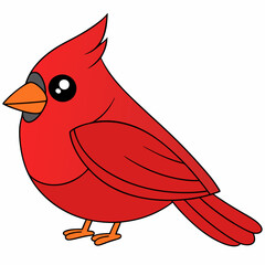 Cardinal head isolated on white background, Cardinal vector illustration, bird on a branch vector art, Cardinal silhouette, bird vector icon, bird on a branch line art, eps, Animal cartoon