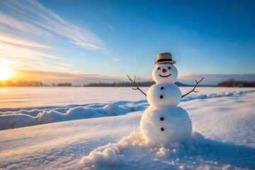 Christmas festival photo for winter sale banner with snowman