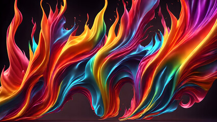 Obraz premium Rainbow Flames Dance Colorful background 3d wallpaper