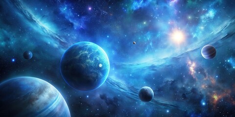 Fototapeta premium Abstract blue background resembling deep space , deep space, abstract, blue, background, galaxy, stars, cosmic