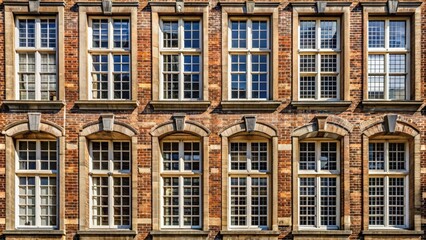 Fototapeta premium Close up of multi-paned windows on a historic building, architecture, facade, glass, reflection, vintage, exterior, urban