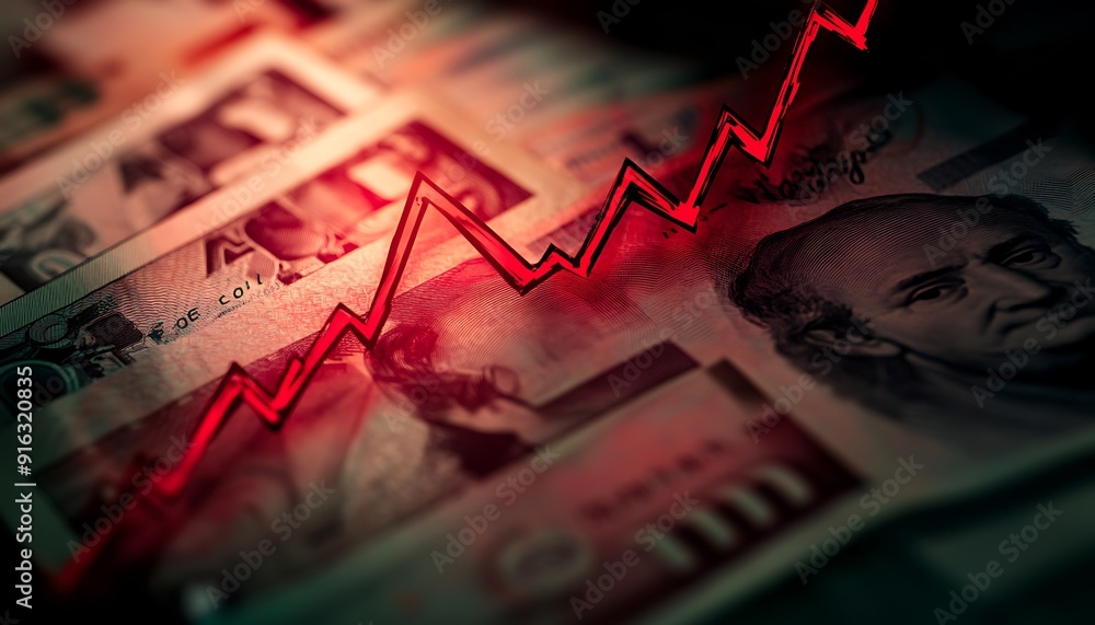 Poster 3D Rendering of Shattered Golden Coins Falling Apart Representing Currency Devaluation in Crisis