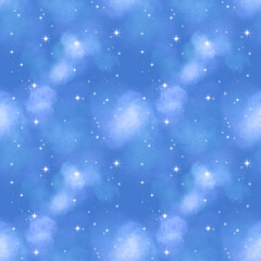 seamless pattern of glitter sky with cloud repeatable backdrop