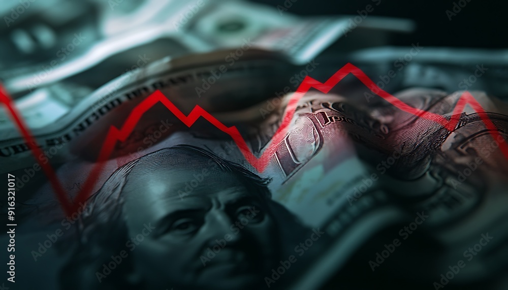 Aufkleber 3d rendering of shattered golden coins falling apart representing currency devaluation in crisis