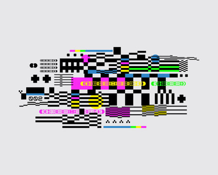 Screen glitch error no signal chaothic grid pattern background vector layout texture poster t shirt design element print art editable	