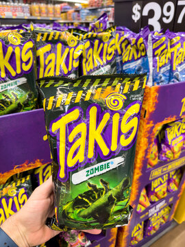 Takis Zombie spicy corn-based chips made in USA.