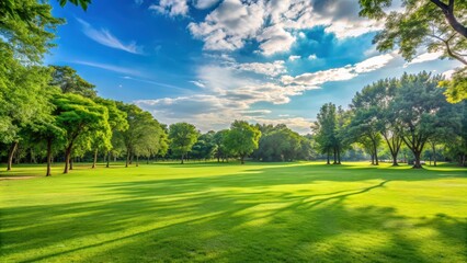 Obraz premium A serene landscape of a grass field and green environment public park, grass, field, green, environment, park, nature