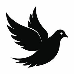 Dove of peace isolated on white background, dove vector illustration, bird on a branch vector art, dove silhouette, bird vector icon, bird on a branch line art, eps, dove on a branch cartoon