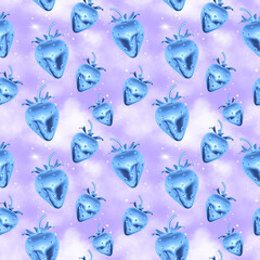 seamless pattern of y2k 3d metallic strawberry repeatable backdrop