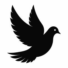 Dove of peace isolated on white background, dove vector illustration, bird on a branch vector art, dove silhouette, bird vector icon, bird on a branch line art, eps, dove on a branch cartoon
