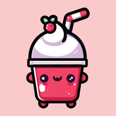 Christmas kawaii hot Milk Punch cup flat icon