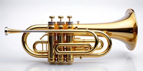 Naklejka premium Wind instrument known for its loud, bright sound , Trumpet, music, brass, musician, jazz, classical, instrument, performance, band