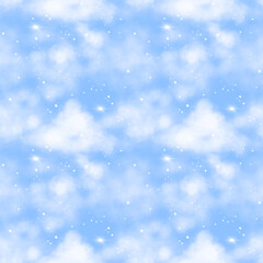 seamless pattern of glitter sky with cloud repeatable backdrop