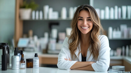 Cheerful Young Cosmetologist in Beauty Salon Office