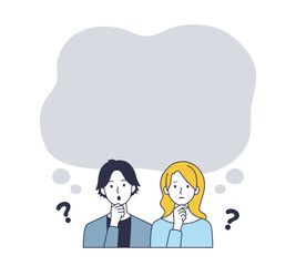 吹き出しと考える夫婦