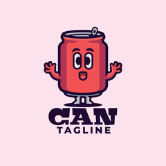 Fototapeta premium Can soda character cartoon mascot logo design