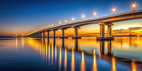 Conic bridge illuminated by the setting sun, dusk, bridge, conic shape, architecture, engineering, transportation