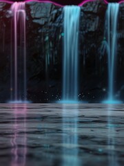 Black stone table top and blurred bokeh background. display or montage your products