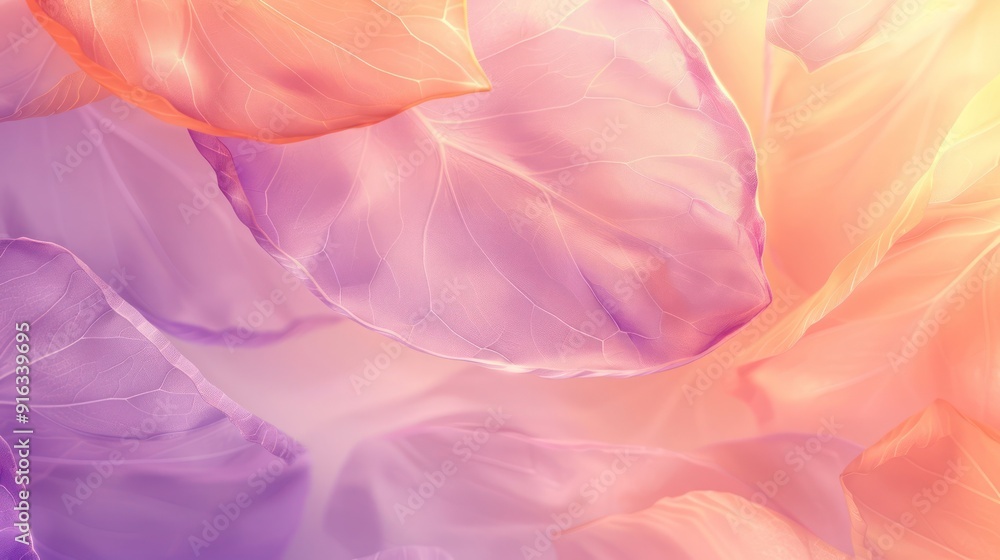Poster abstract background, gentle gradients of translucent lavender and soft peach with a delicate grain e