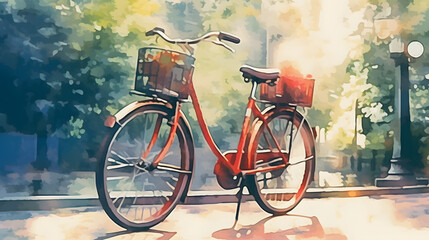 Traffic Bicycles Watercolor Style