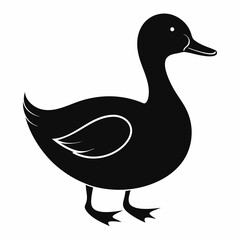 Duck isolated on white background, duck vector illustration, bird on a branch vector art, duck silhouette, bird vector icon, bird on a branch line art, eps, duck on a branch cartoon