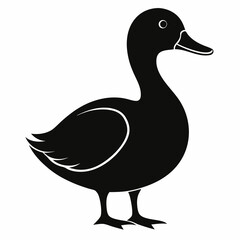 Duck isolated on white background, duck vector illustration, bird on a branch vector art, duck silhouette, bird vector icon, bird on a branch line art, eps, duck on a branch cartoon