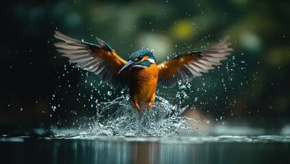 Kingfisher Splashing into Water