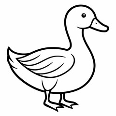 Duck isolated on white background, duck vector illustration, bird on a branch vector art, duck silhouette, bird vector icon, bird on a branch line art, eps, duck on a branch cartoon