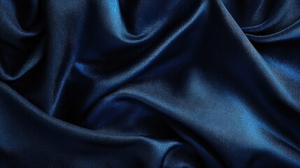 Fototapeta premium Navy Blue Satin Drape: Luxurious and elegant, a rich navy blue satin fabric forms intricate folds and ripples, inviting touch and evoking a sense of opulence.