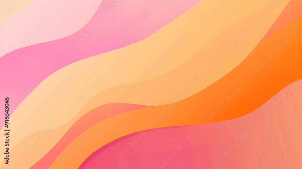 Poster abstract background, gradient transitions from warm orange to soft pink, minimalist design with smoo