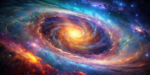 Majestic space nebula and galaxy with vibrant colors and swirling patterns, cosmic, astronomy, celestial, universe