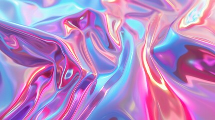 Abstract Holographic Fabric with Colorful Shimmering Waves