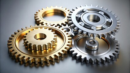 Gold and silver gears mechanism representing market volatility, market, volatility, finance, economy, stock, investing