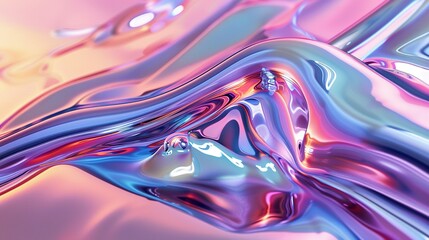 Fototapeta premium Abstract Swirling Iridescent Liquid with Pink, Blue, and Purple Hues