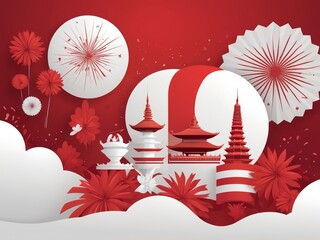 Red and white background for indonesisn independens day
