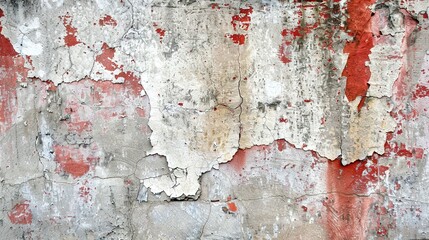 Fototapeta premium Weathered Concrete Wall with Peeling Red Paint