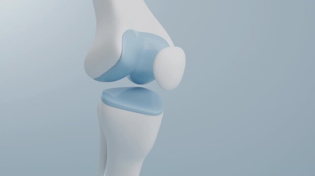 Collagen, vitamins, and calcium heal knee pain and protect against osteoarthritis. 3D rendering.