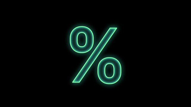 Neon style percent symbol on black background