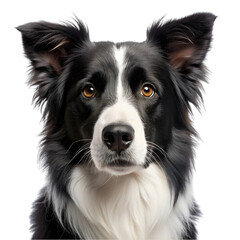 A dog looking at the camera on transparent background