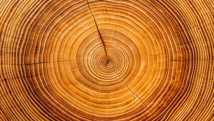 Fototapeta premium Close-up of tree rings on end grain background, nature, pattern, texture, tree trunk, annual rings, concentric circles
