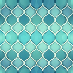 Fototapeta premium Elegant turquoise pattern with intricate designs in shades of blue and green.