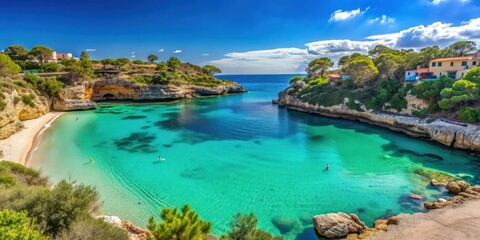 Obraz premium Mallorca Spain beach map with sea in Cala Llombards, Mallorca, Spain, beach, map, sea, Cala Llombards