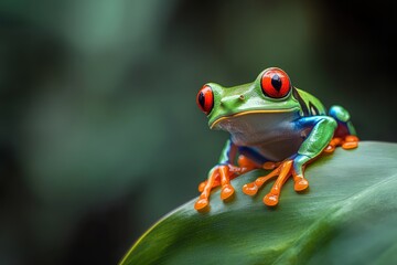Fototapeta premium Vibrant Red-Eyed Tree Frog